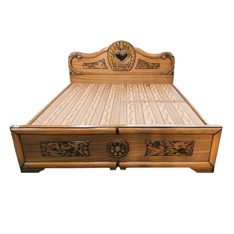 Wooden cot Heart Design with drawer -6 Feet Teak