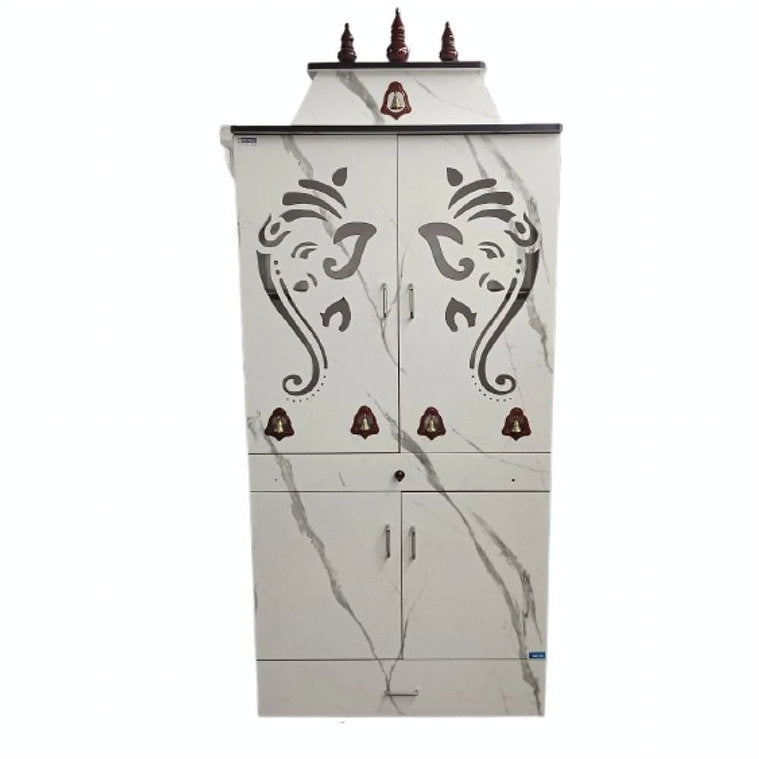 Pooja Stand with hanging Bell Door & Kalasam -Lord Ganesh cut work 6*3 Feet
