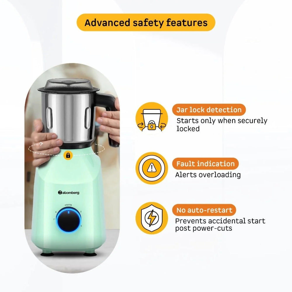 Atomberg 750W 3 Jar Stainless Steel + 1 Chopper jar Mixer Grinder - Yulia