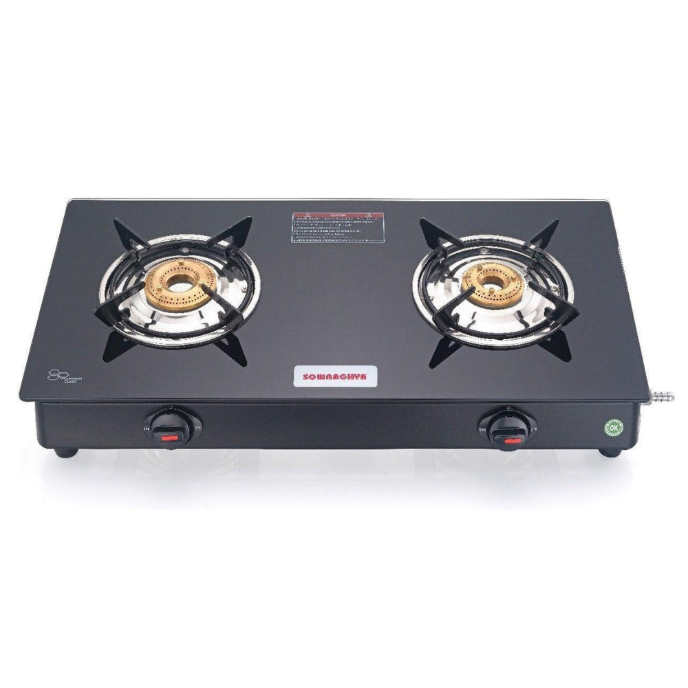 Sowbaghya 2 Burner glass top gas stove - Elite