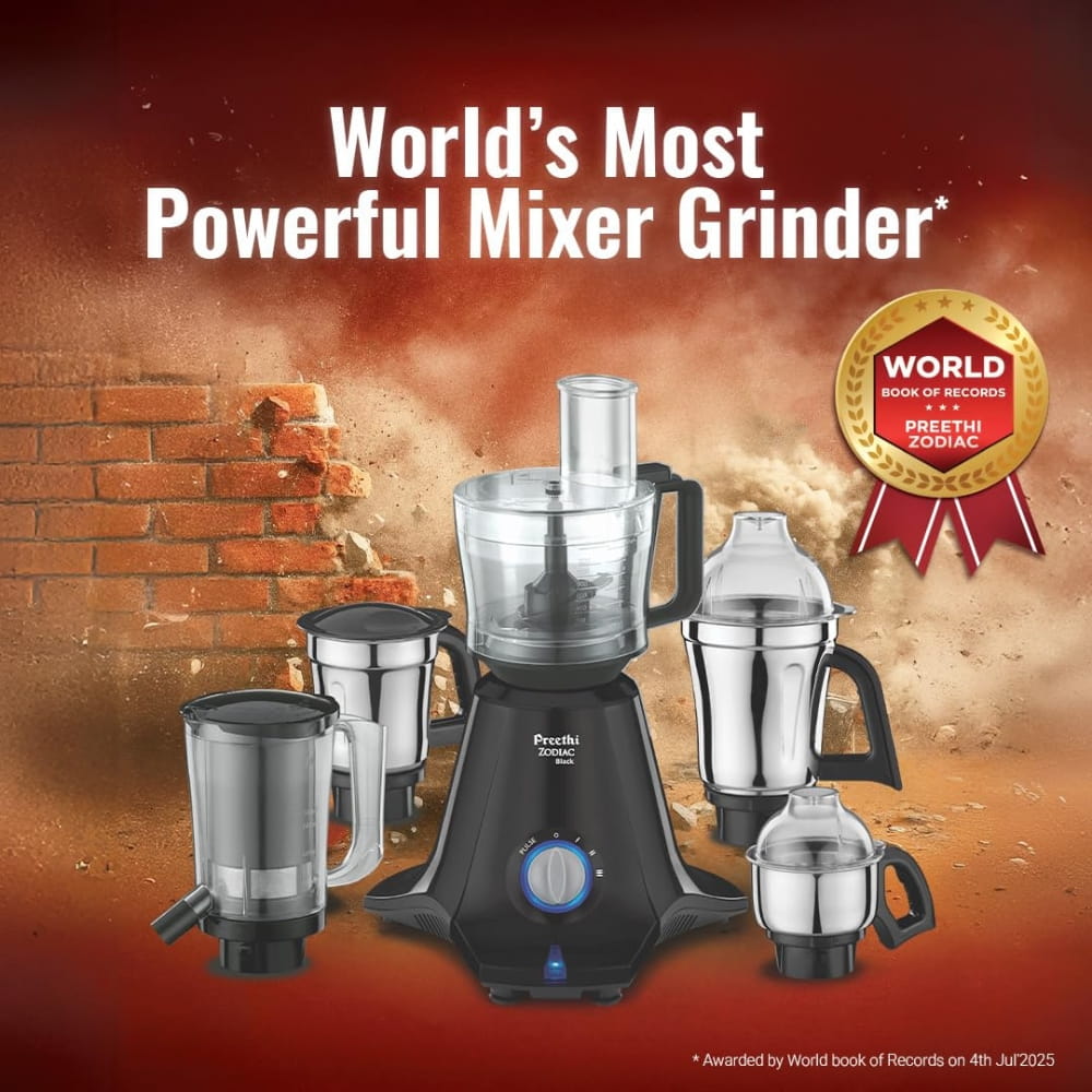 Preethi 750W	 5Jar Stainless Steel Mixer Grinder - Zodiac Black