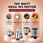 Preethi 750W	 5Jar Stainless Steel Mixer Grinder - Zodiac Black