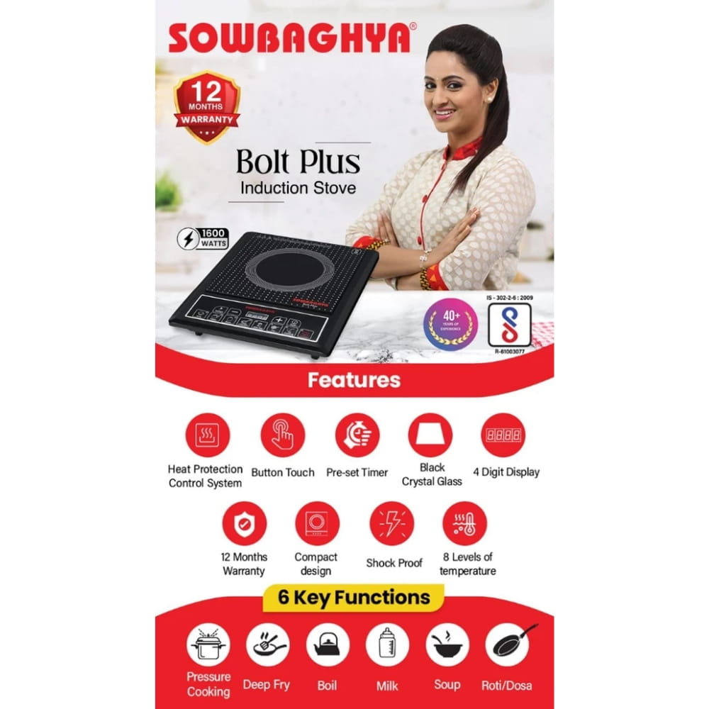 Sowbaghya 1600W Induction Cook Top - Bolt Plus