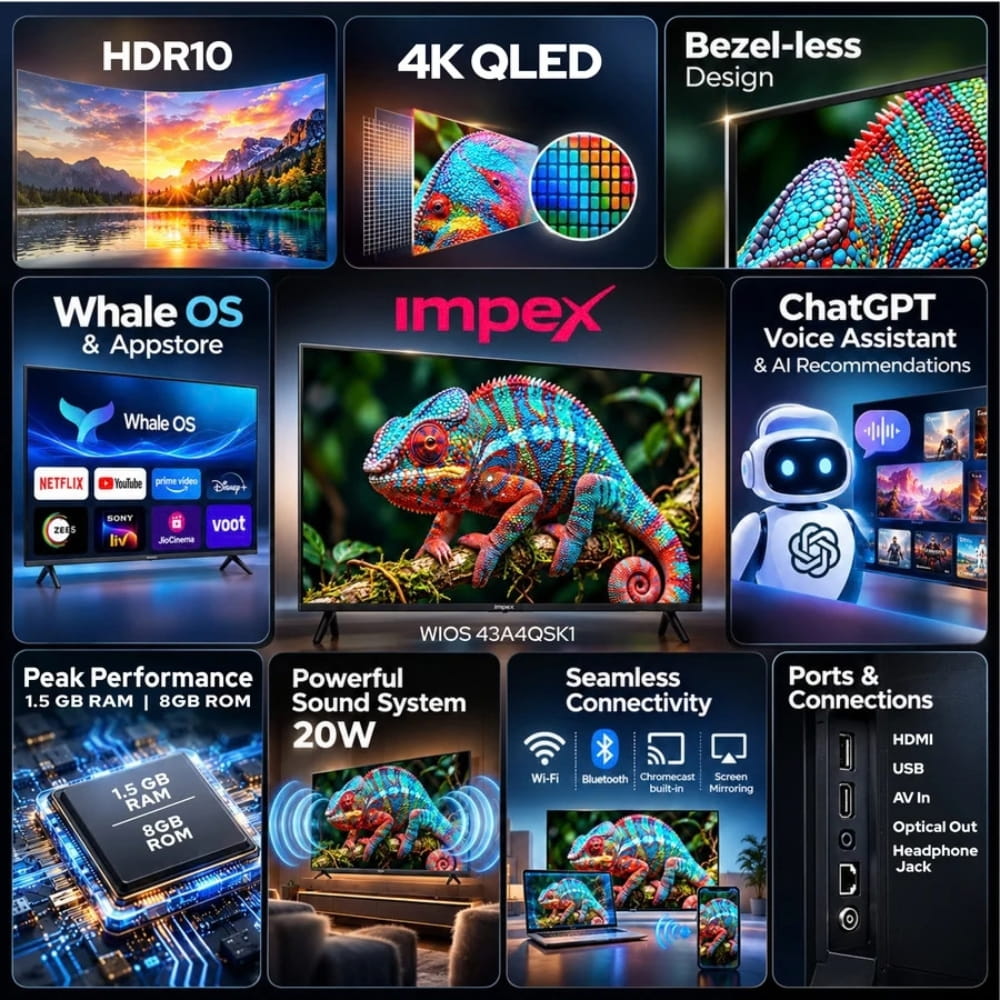 Impex 43" 4K UHD QLED Whale TV - WIOS 43A4QSK1