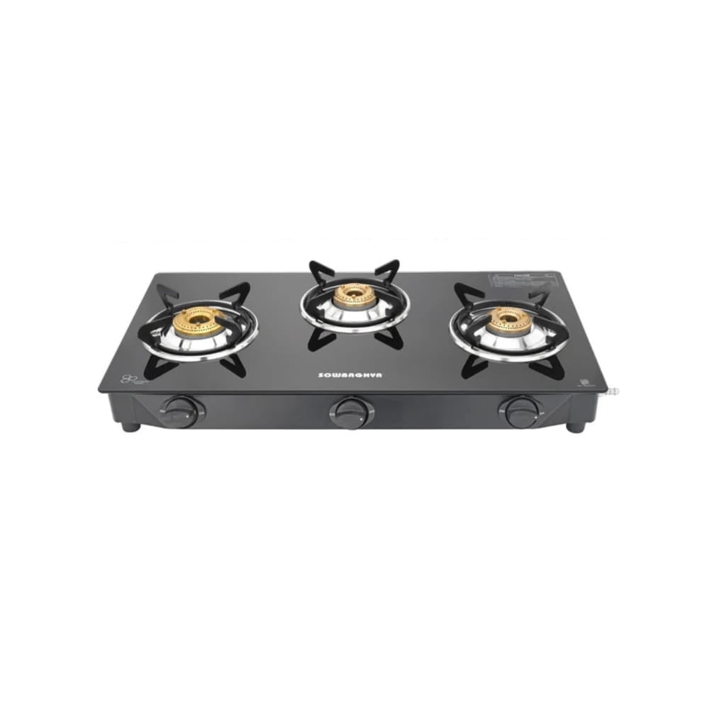 Sowbaghya 3 Burner Glass Top	Gas Stove -Elanza