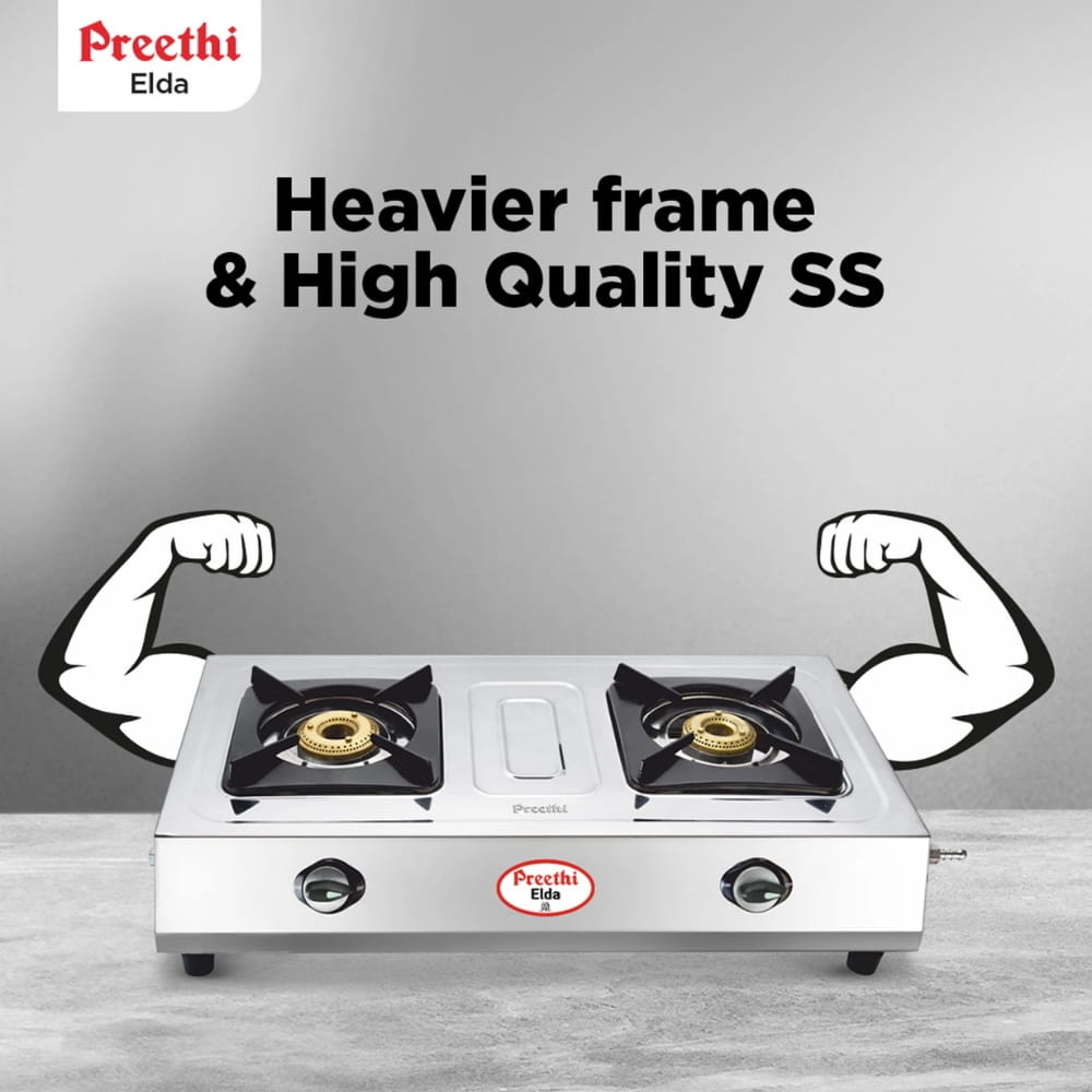 Preethi 2 Burner Stainless Steel	Gas Stove - Elda
