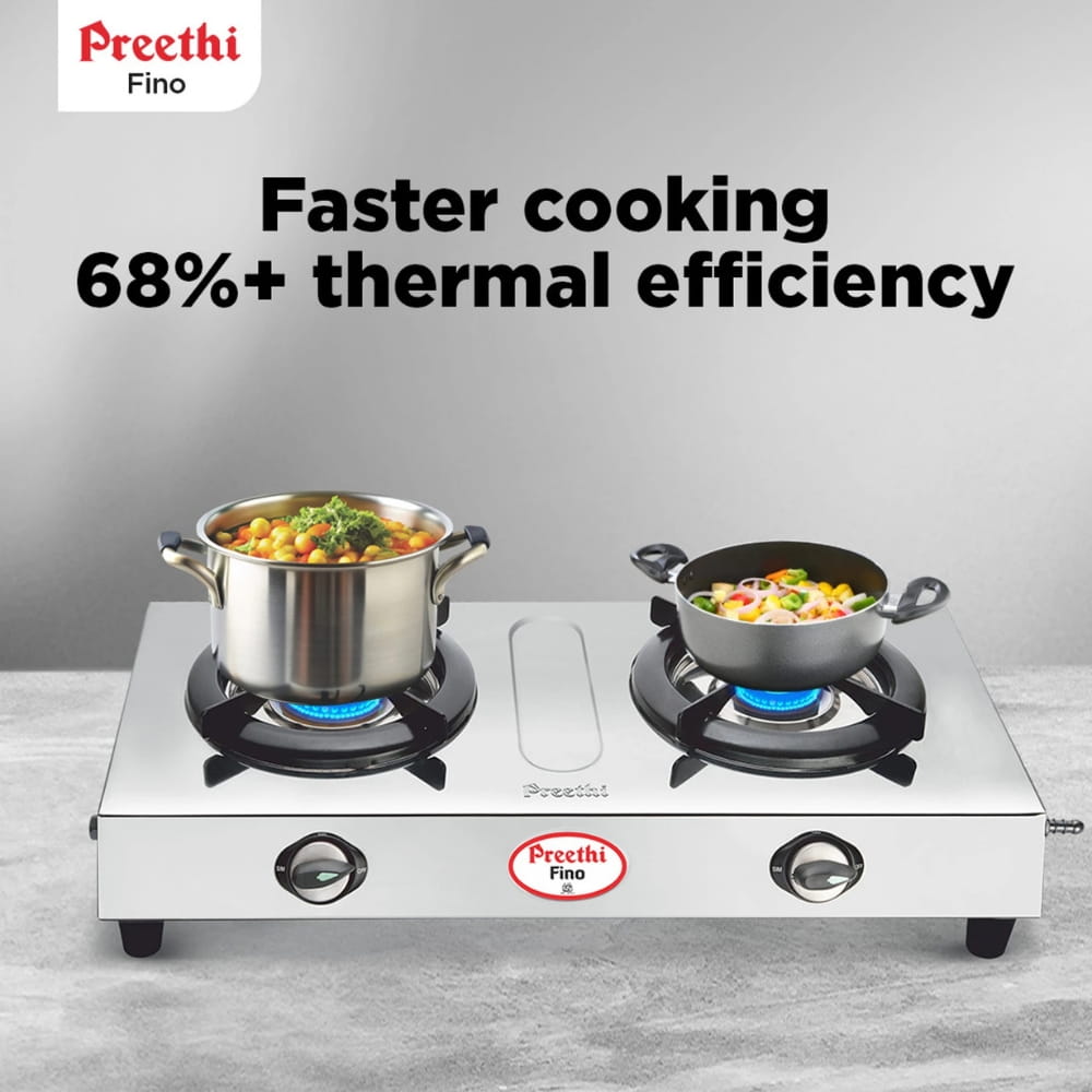 Preethi 2 Burner Stainless Steel	Gas Stove - Fino