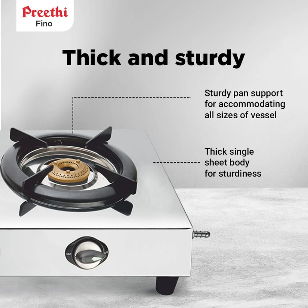 Preethi 2 Burner Stainless Steel	Gas Stove - Fino