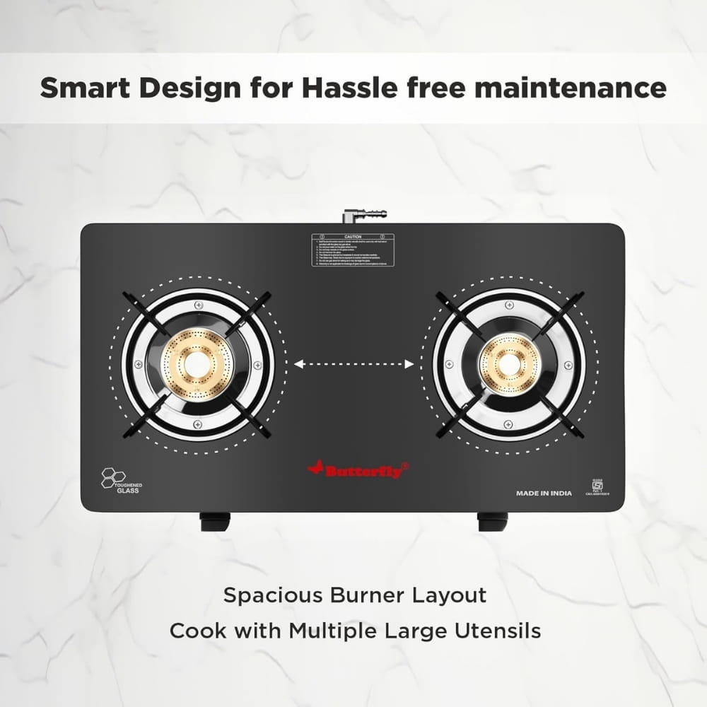Butterfly	2 Burner Glass Top Gas Stove - Duo