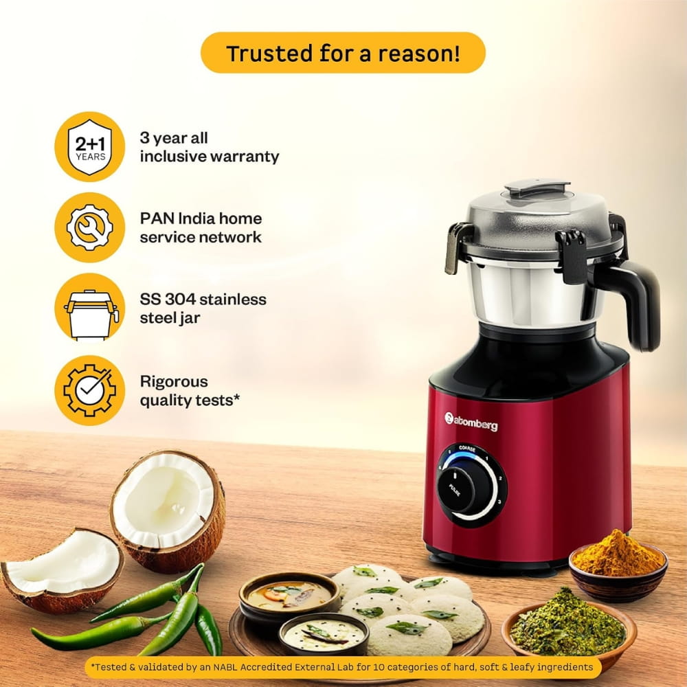 Atomberg 750W 3 Jar	Stainless Steel + 1 Chopper jar Mixer Grinder -	Zenova