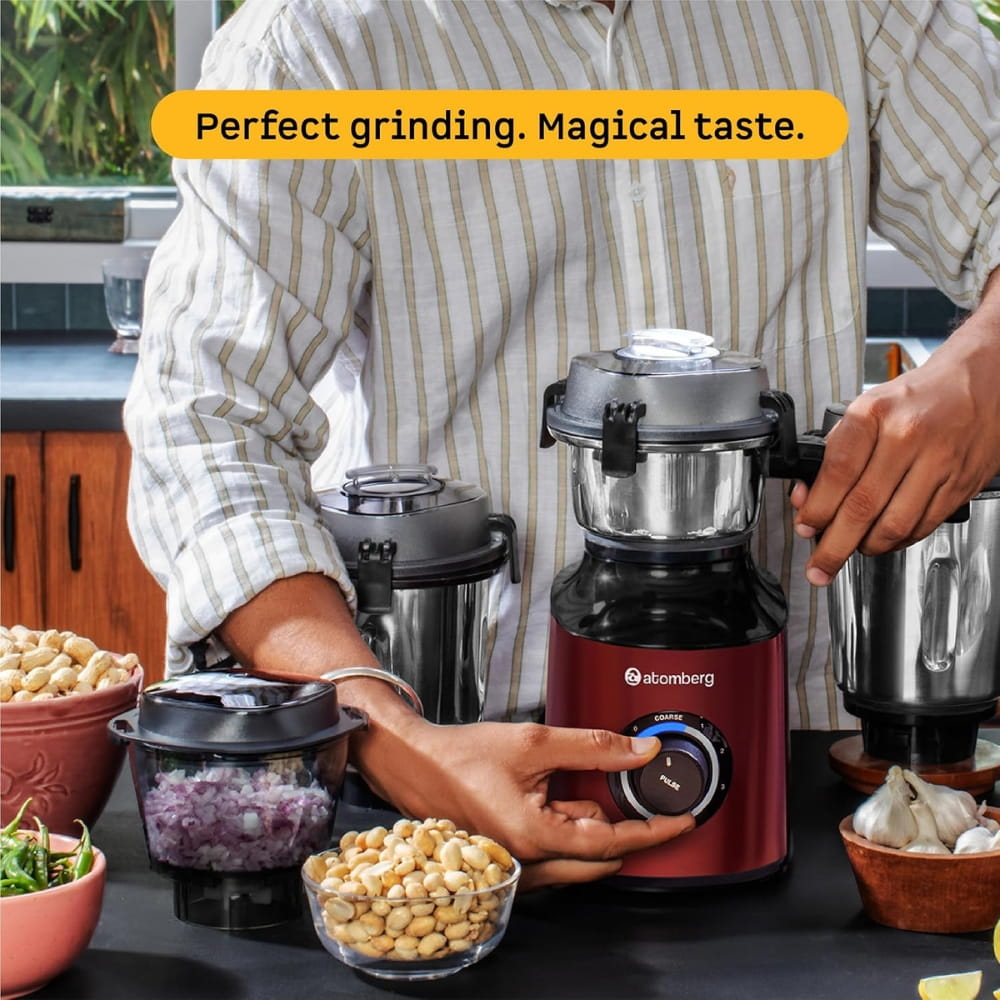 Atomberg 750W 3 Jar	Stainless Steel + 1 Chopper jar Mixer Grinder -	Zenova