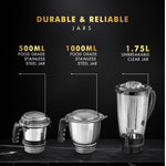 Sujata 1000W 2 Stainless Steel Jar with 1 Juicer jar Mixer Grinder - MG01