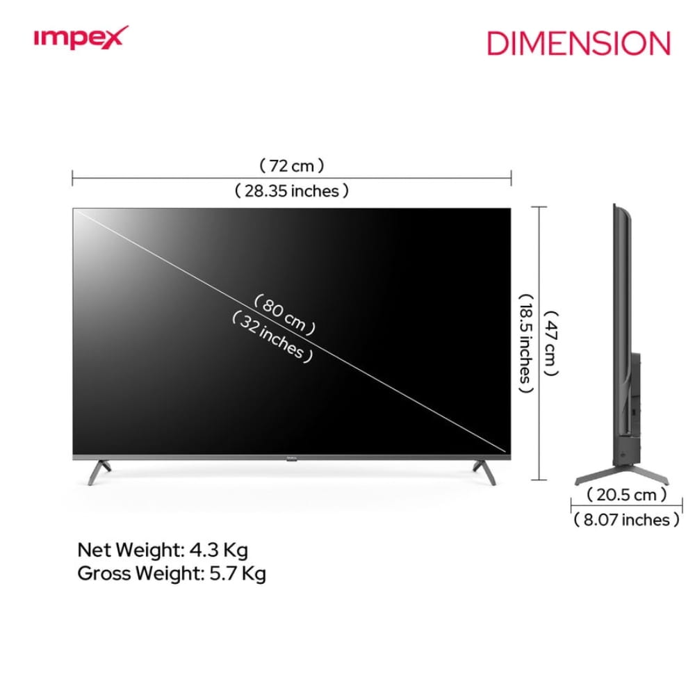 Impex 32" QLED SMART TV - WIOS 32A2QSK1