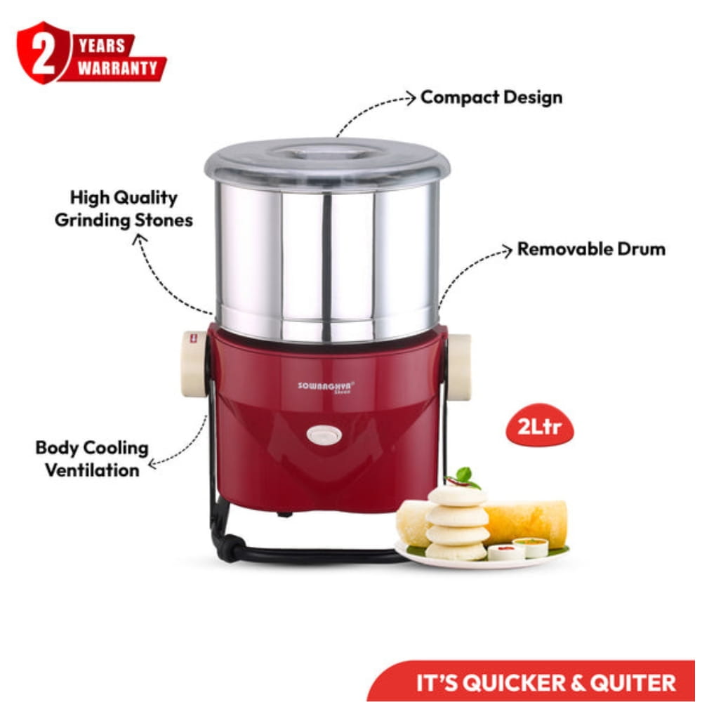 Sowbaghya 2L Table top Wet Grinder - Shree Tilting