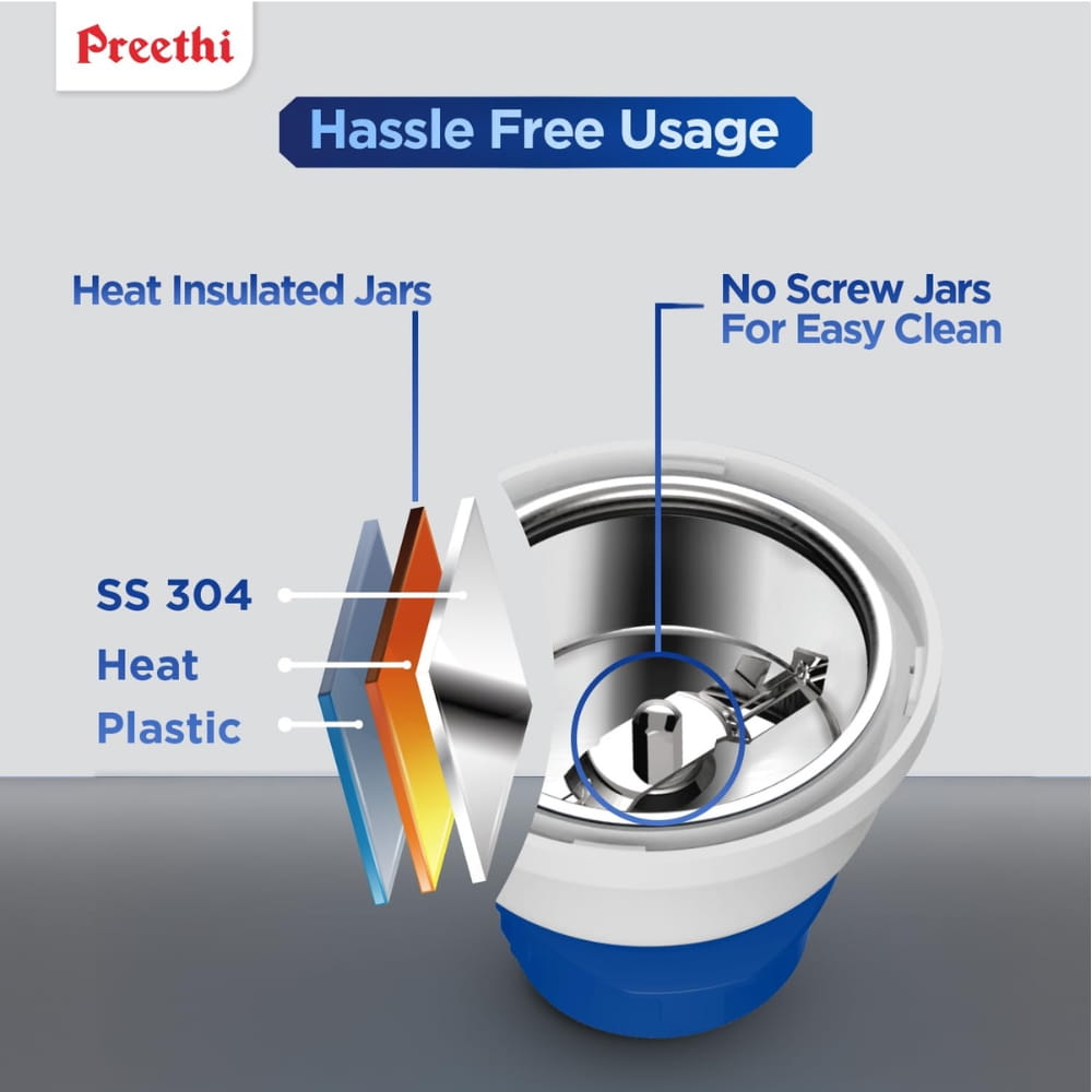 Preethi 750W	4 Jar Stainless Steel Mixer Grinder - Platinum
