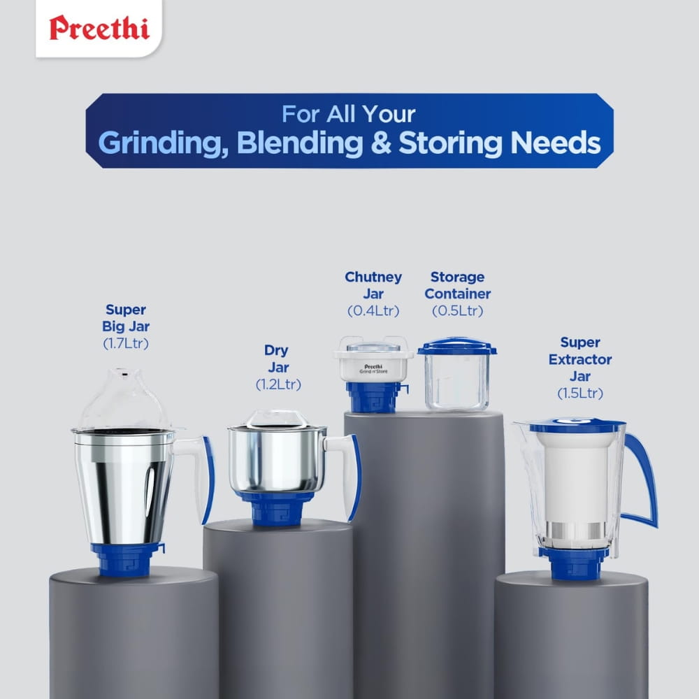 Preethi 750W	4 Jar Stainless Steel Mixer Grinder - Platinum