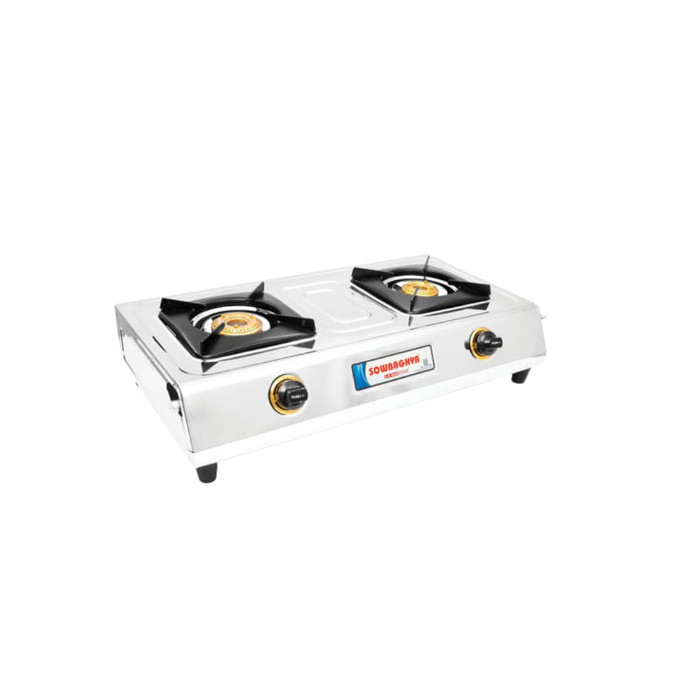 Sowbaghya 2 Burner Stainless Steel Gas Stove - Zylo