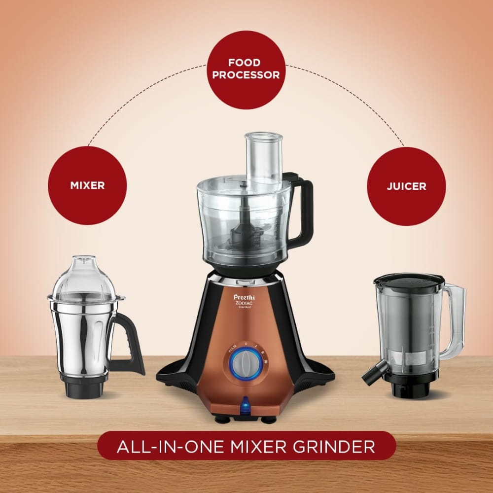 Preethi 750W 5Jar Stainless Steel Mixer Grinder - Zodiac Star Dust
