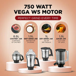 Preethi 750W 5Jar Stainless Steel Mixer Grinder - Zodiac Star Dust